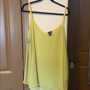 4x yellow flowy tank top with spaghetti strap